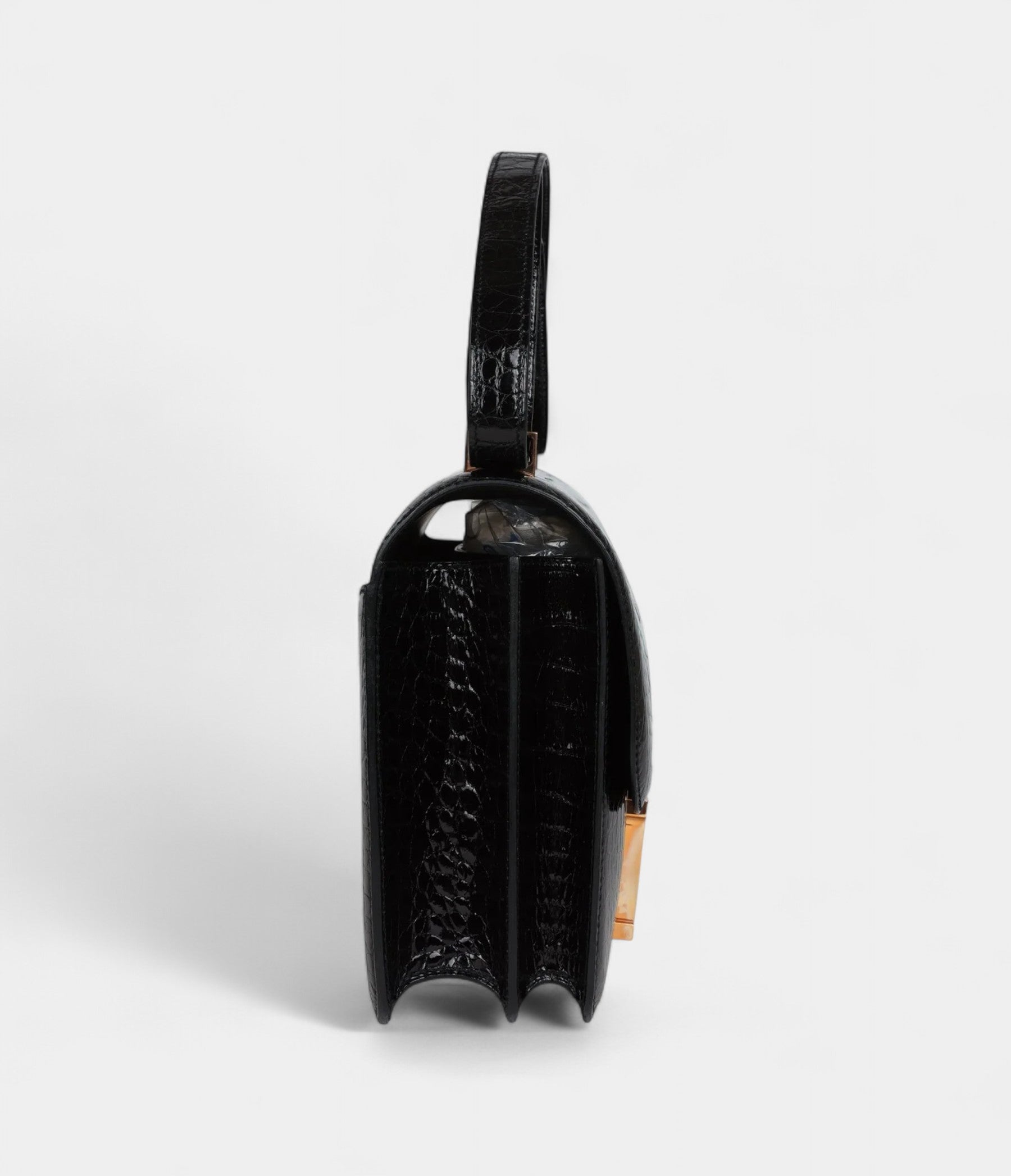 Hermès Constance 24 Black Shiny Alligator Rose Gold Hardware