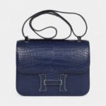 Hermès Constance 24 Bleu Saphir Matte Alligator Marquette Palladium Hardware