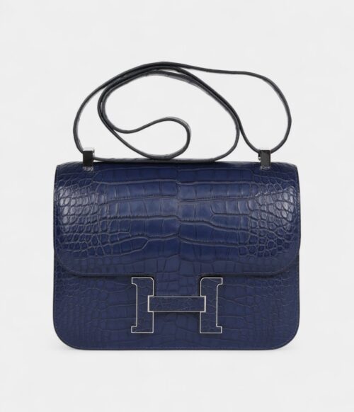 Hermès Constance 24 Bleu Saphir Matte Alligator Marquette Palladium Hardware