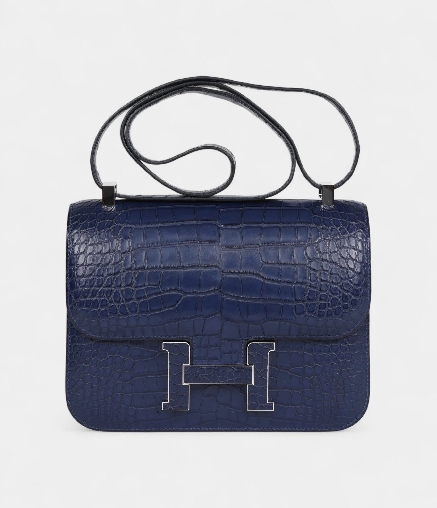 Hermès Constance 24 Bleu Saphir Matte Alligator Marquette Palladium Hardware