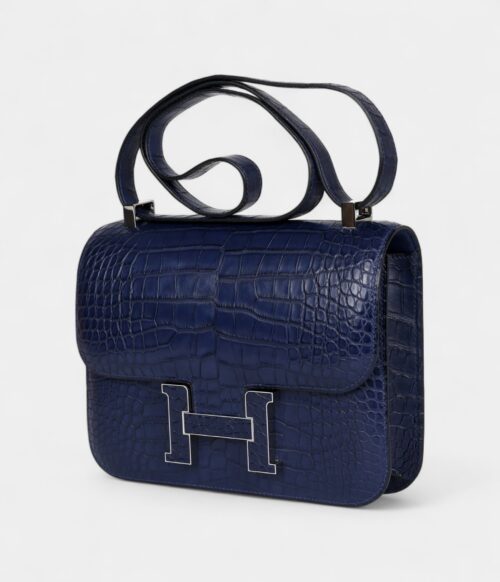 Hermès Constance 24 Bleu Saphir Matte Alligator Marquette Palladium Hardware