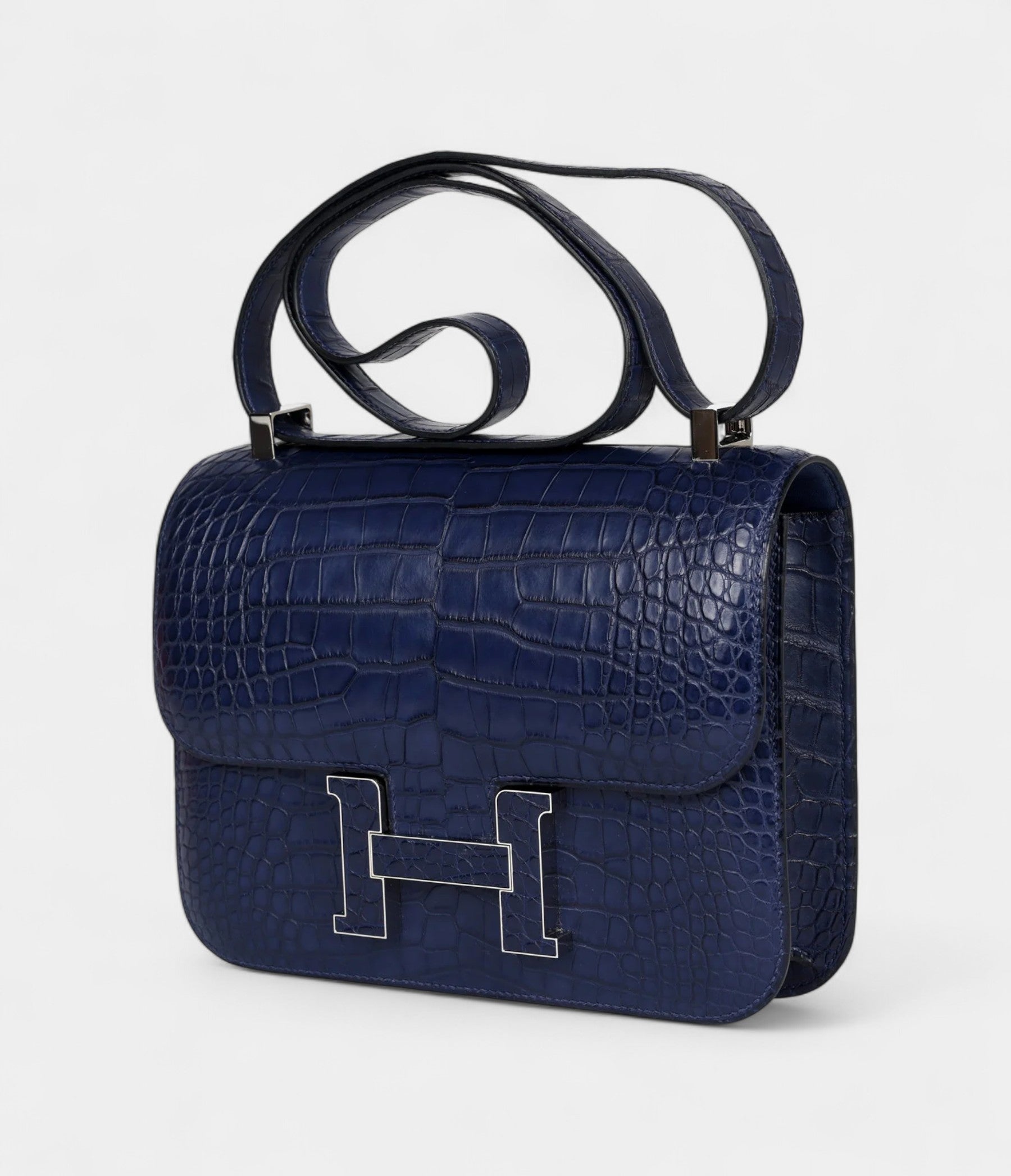 Hermès Constance 24 Bleu Saphir Matte Alligator Marquette Palladium Hardware