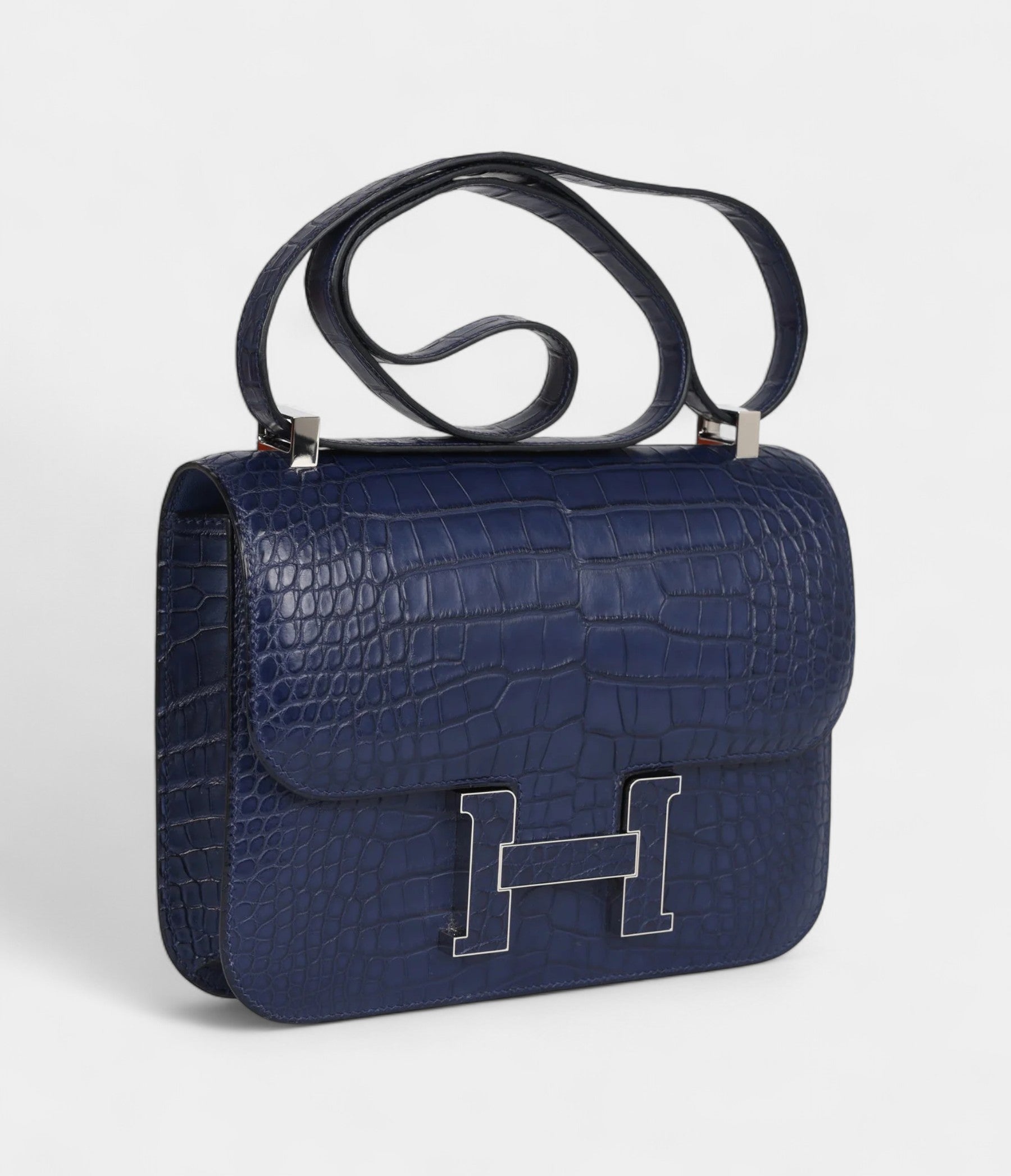 Hermès Constance 24 Bleu Saphir Matte Alligator Marquette Palladium Hardware