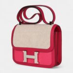 Hermès Constance 24 Rose Shocking and Ecru Toile H Berline and Framboise Swift Palladium Hardware