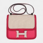 Hermès Constance 24 Rose Shocking and Ecru Toile H Berline and Framboise Swift Palladium Hardware