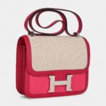 Hermès Constance 24 Rose Shocking and Ecru Toile H Berline and Framboise Swift Palladium Hardware