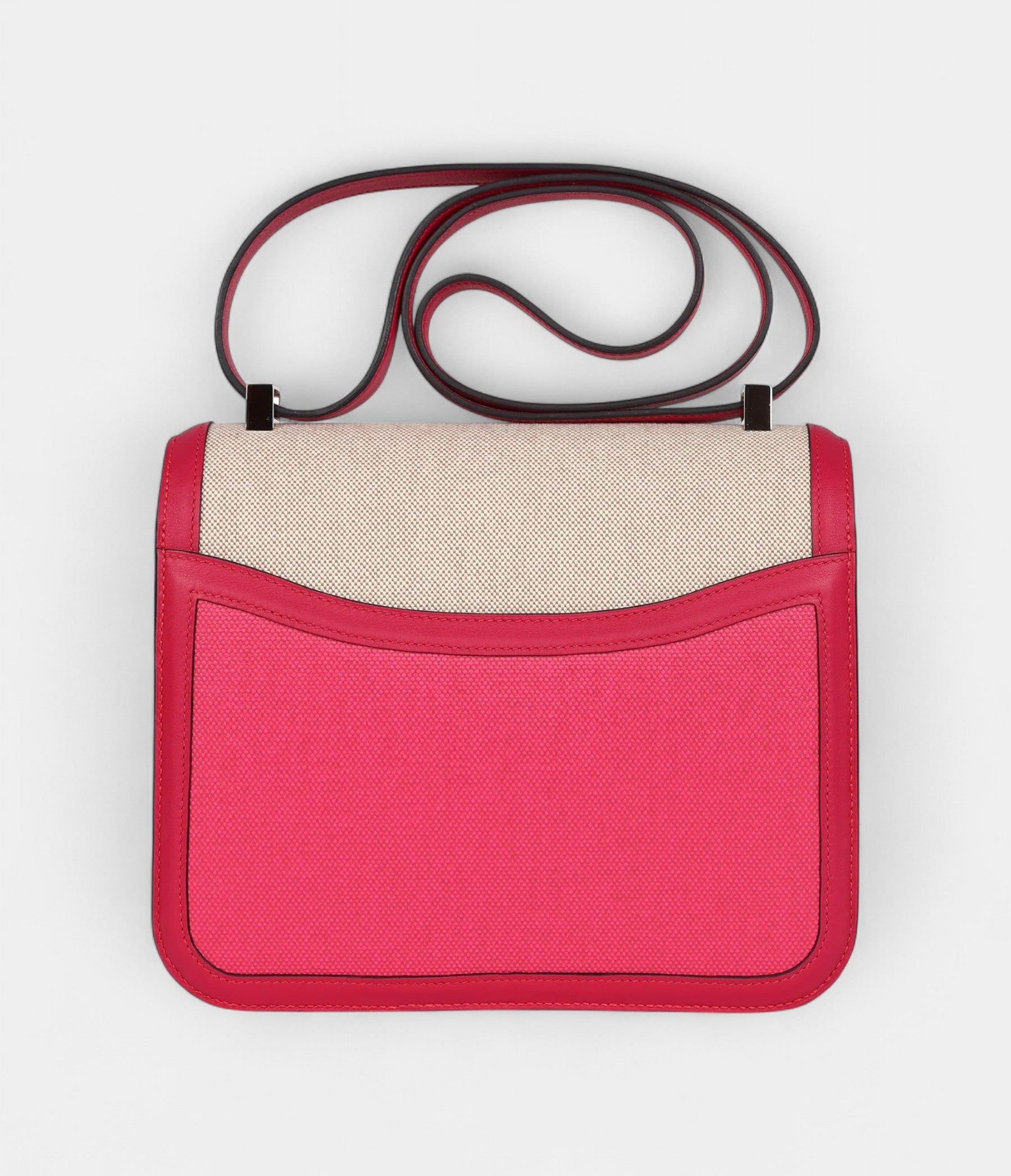 Hermès Constance 24 Rose Shocking and Ecru Toile H Berline and Framboise Swift Palladium Hardware