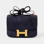 Hermès Constance 24 Vintage Navy Suede Bag GHW