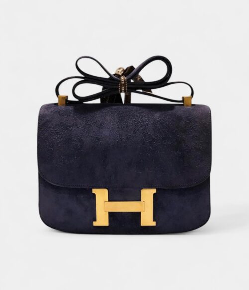 Hermès Constance 24 Vintage Navy Suede Bag GHW