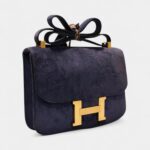Hermès Constance 24 Vintage Navy Suede Bag GHW
