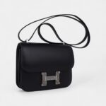 Hermes Constance Bag 18 Black / Ombre Lizard Buckle Madame Leather New