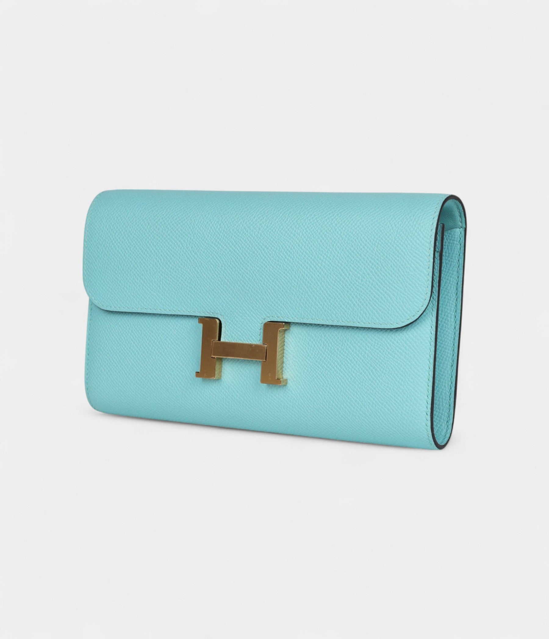 Hermès Constance Wallet To Go Bleu Atoll Epsom Leather with Gold Hardware