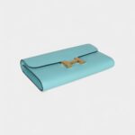 Hermès Constance Wallet To Go Bleu Atoll Epsom Leather with Gold Hardware
