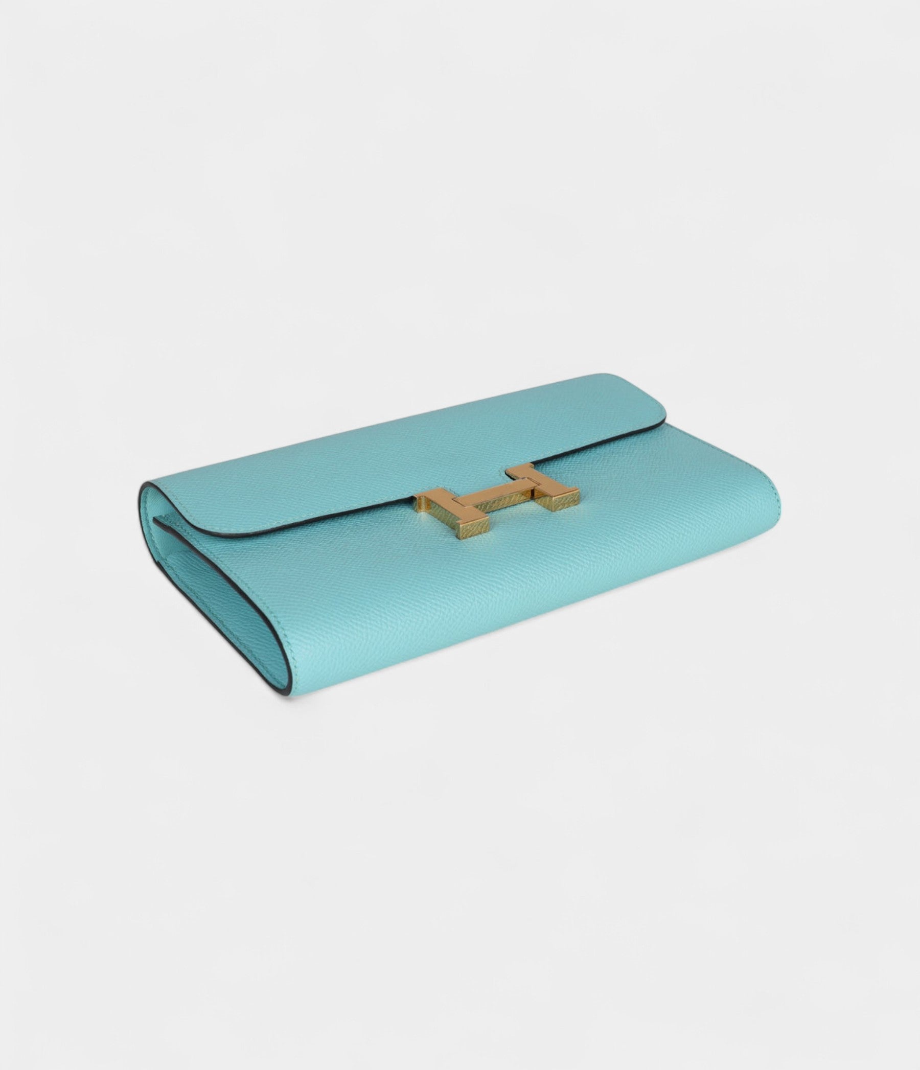 Hermès Constance Wallet To Go Bleu Atoll Epsom Leather with Gold Hardware