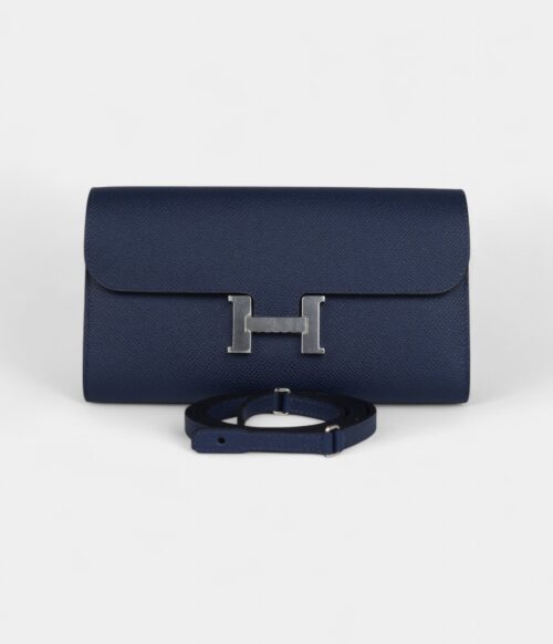 Hermès Constance Wallet To Go Bleu Navy Epsom Leather with Palladium Hardware