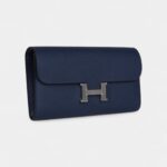 Hermès Constance Wallet To Go Bleu Navy Epsom Leather with Palladium Hardware