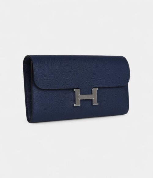 Hermès Constance Wallet To Go Bleu Navy Epsom Leather with Palladium Hardware