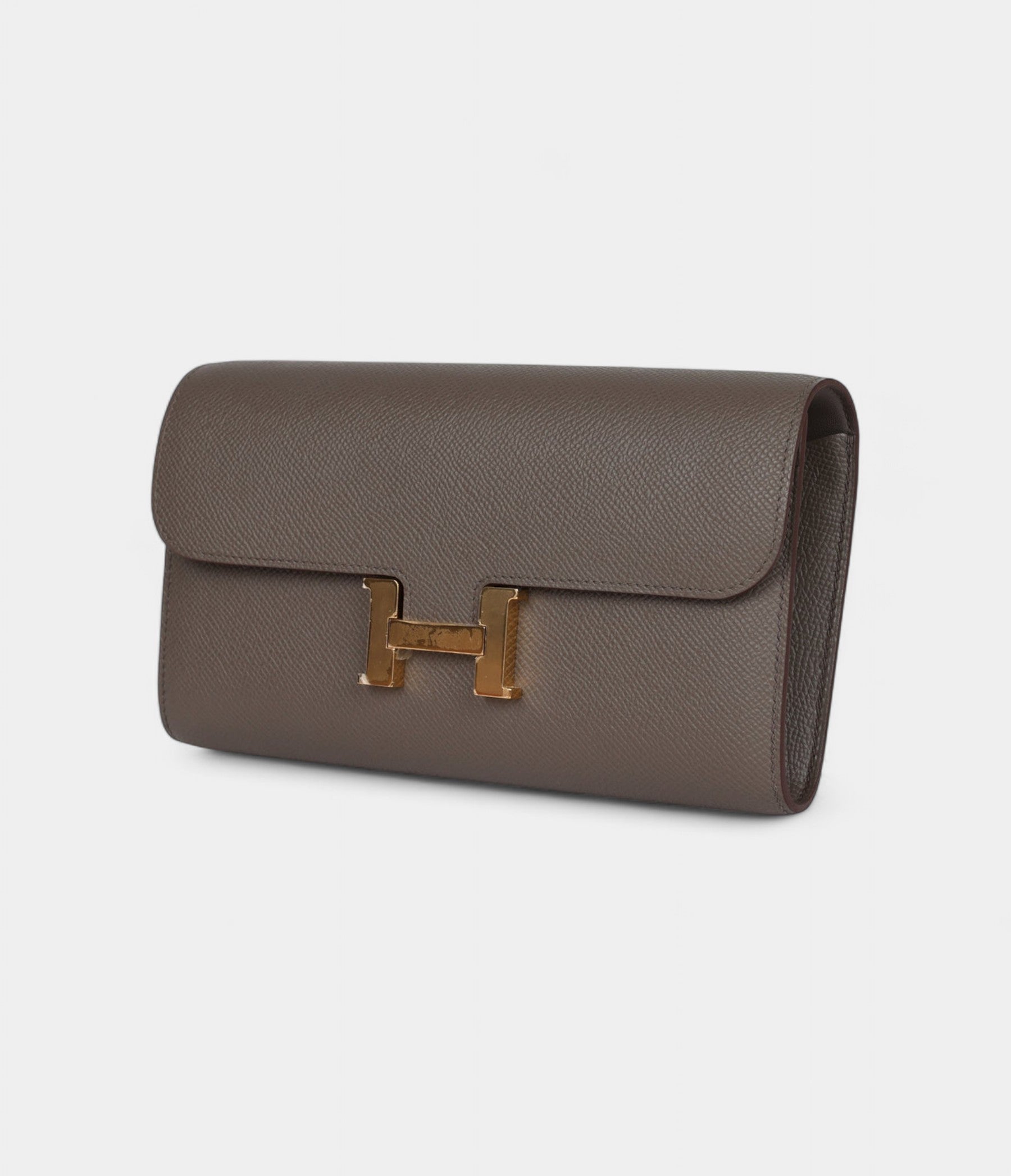 Hermès Constance Wallet To Go Etain Epsom Leather with Gold Hardware