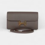 Hermès Constance Wallet To Go Etain Epsom Leather with Gold Hardware