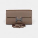 Hermès Constance Wallet To Go Etoupe Evercolor Leather with Palladium Hardware