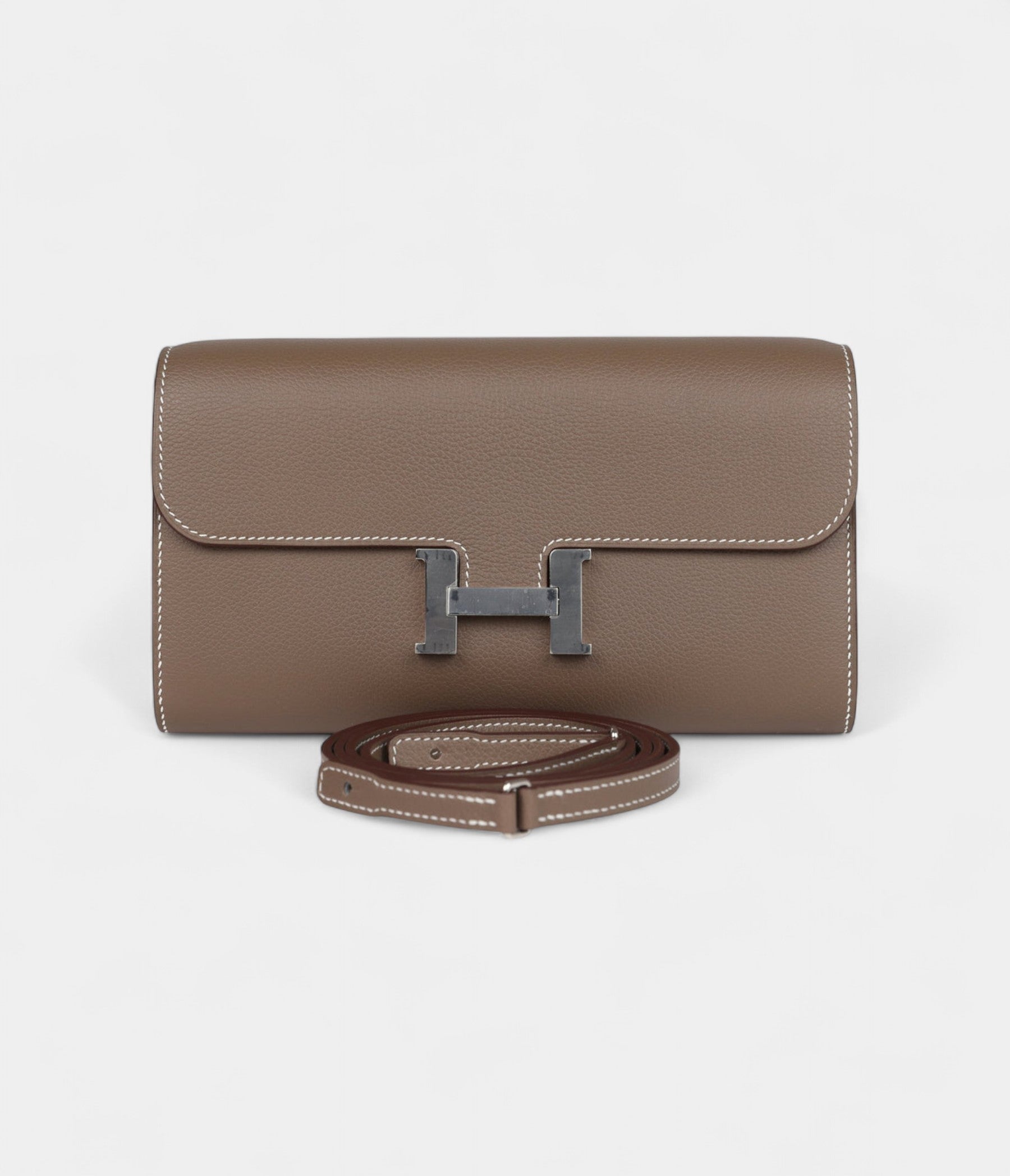 Hermès Constance Wallet To Go Etoupe Evercolor Leather with Palladium Hardware