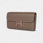 Hermès Constance Wallet To Go Etoupe Evercolor Leather with Palladium Hardware