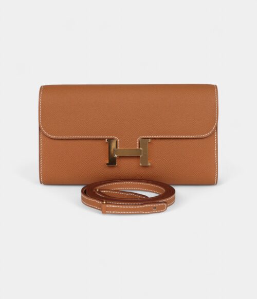 Hermès Constance Wallet To Go Gold Epsom Leather with Gold Hardware