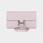 Hermès Constance Wallet To Go Mauve Pale Evercolor Leather with Palladium Hardware