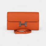 Hermès Constance Wallet To Go Orange Epsom Leather with Palladium Hardware