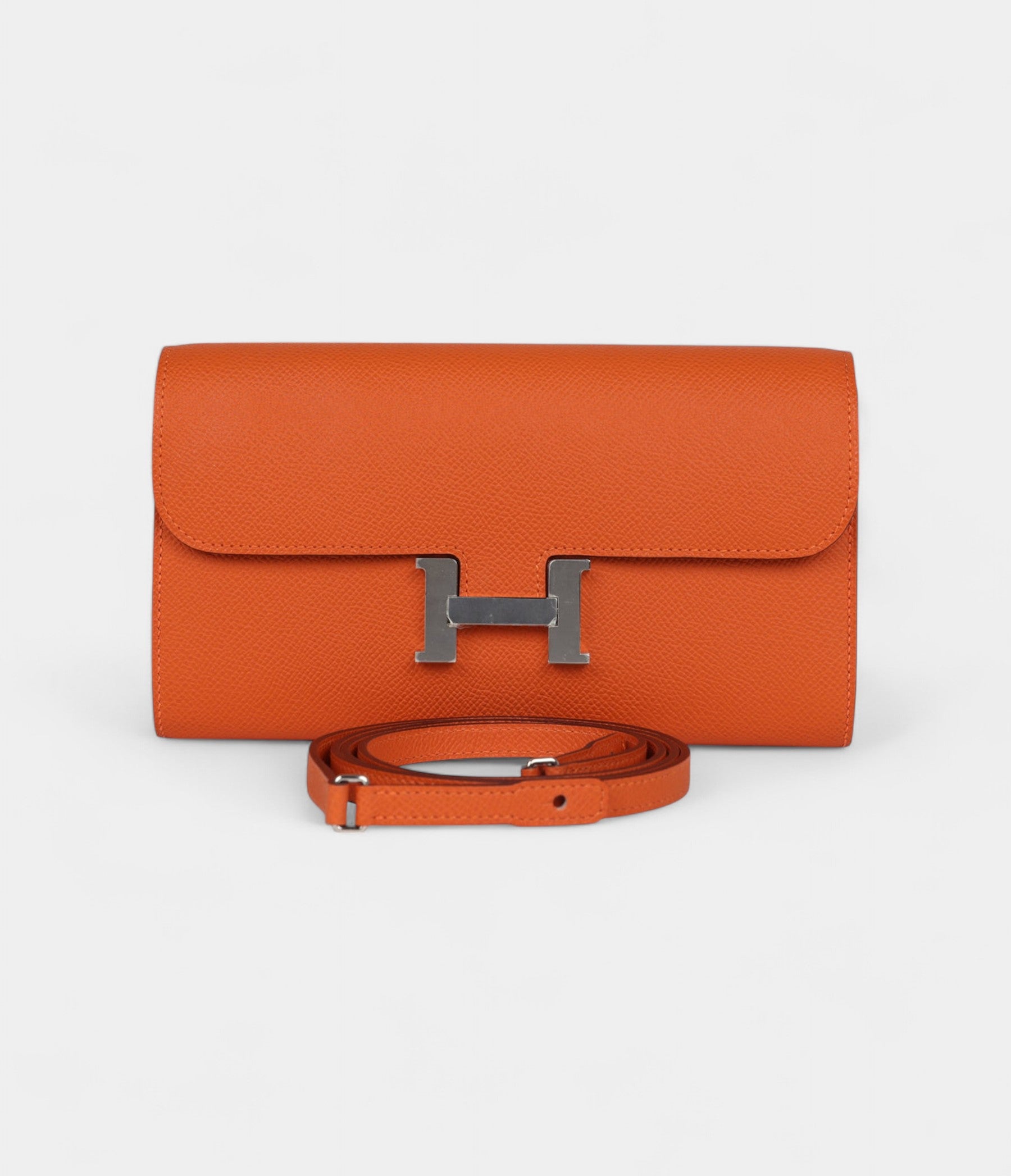 Hermès Constance Wallet To Go Orange Epsom Leather with Palladium Hardware