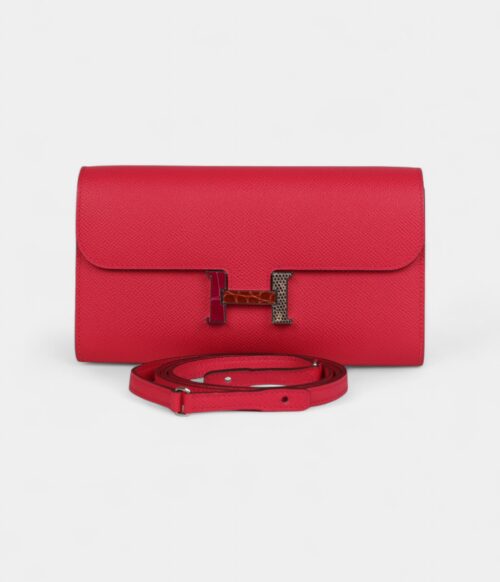 Hermès Constance Wallet To Go Rose Extreme Marquette Epsom Leather with Palladium Hardware