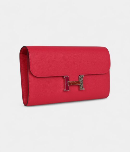 Hermès Constance Wallet To Go Rose Extreme Marquette Epsom Leather with Palladium Hardware