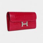 Hermès Constance Wallet To Go Rose Mexico Shiny Alligator with Palladium Hardware