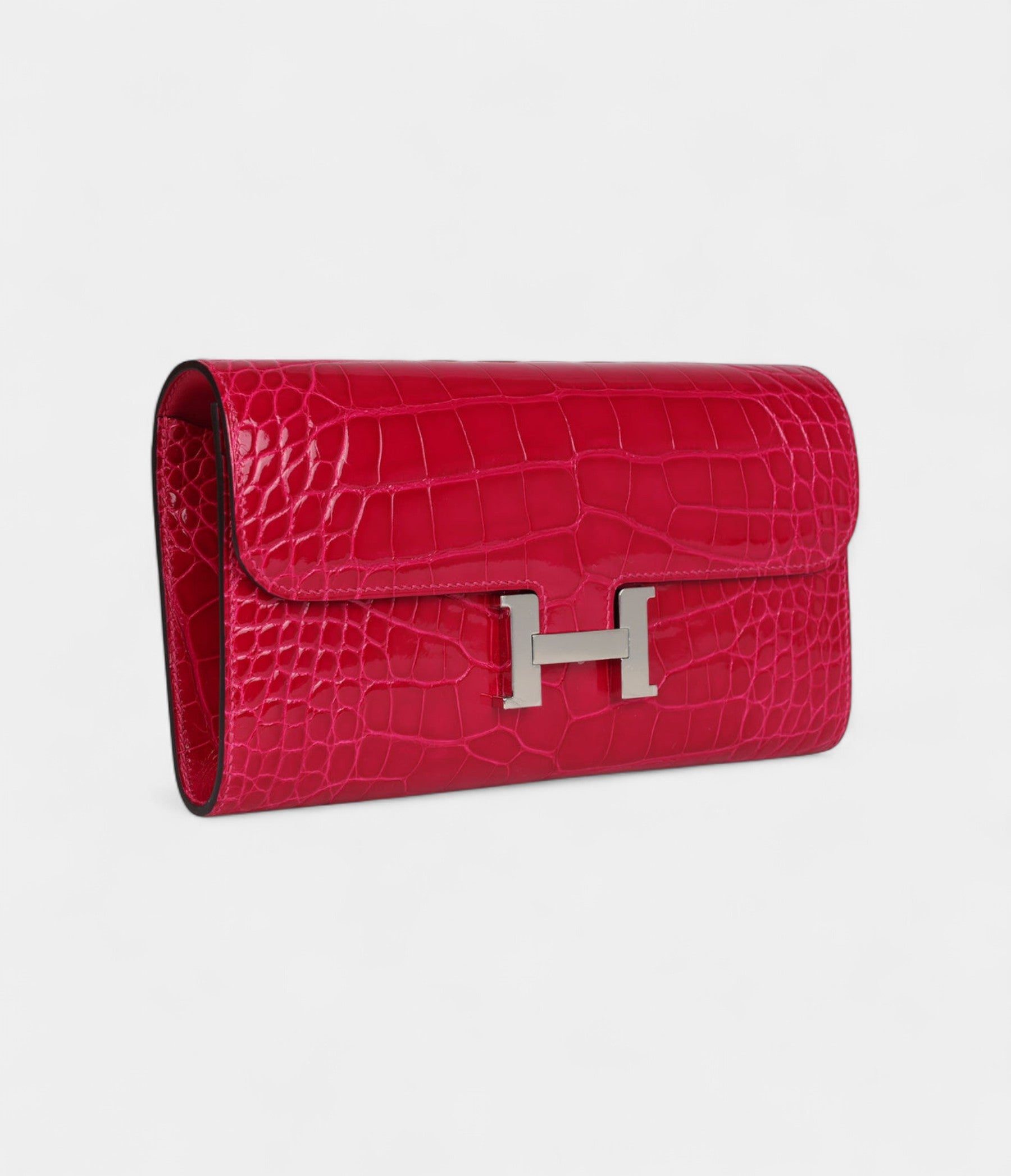 Hermès Constance Wallet To Go Rose Mexico Shiny Alligator with Palladium Hardware