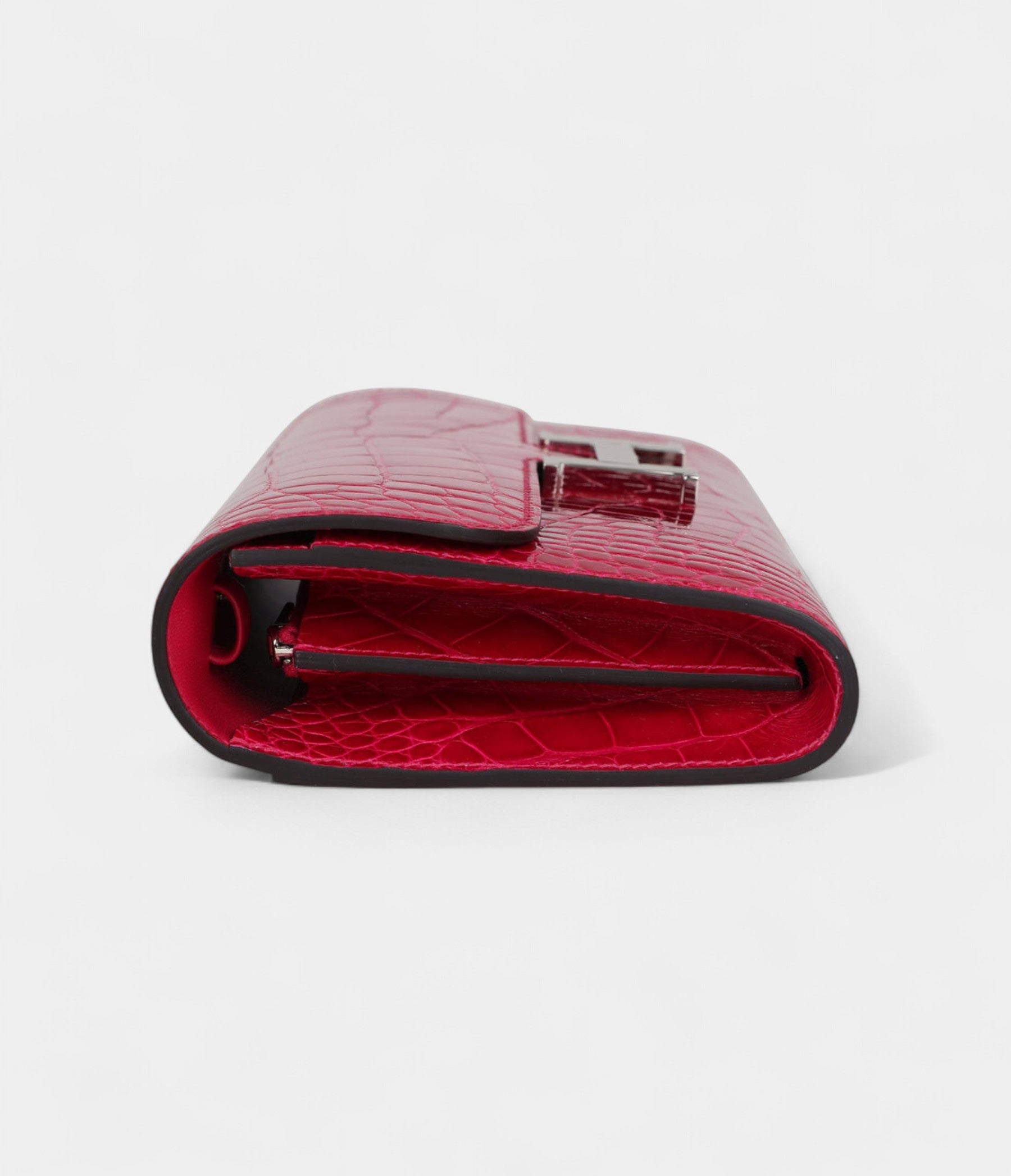 Hermès Constance Wallet To Go Rose Mexico Shiny Alligator with Palladium Hardware
