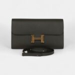 Hermès Constance Wallet To Go Vert De Gris Epsom Leather with Gold Hardware