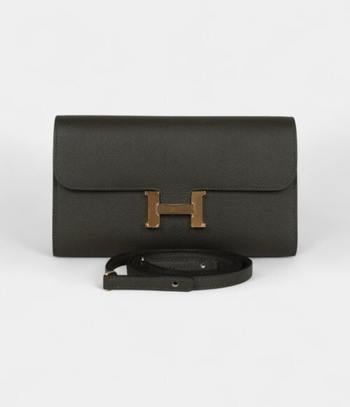 Hermès Constance Wallet To Go Vert De Gris Epsom Leather with Gold Hardware