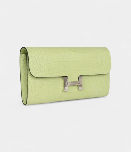 Hermès Constance Wallet To Go Yellow Bud Matte Alligator with Palladium Hardware