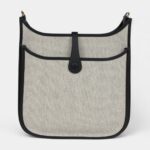 Hermès Evelyne III PM Black Clemence and Ecru Toile Gold Hardware