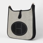 Hermès Evelyne III PM Black Clemence and Ecru Toile Gold Hardware