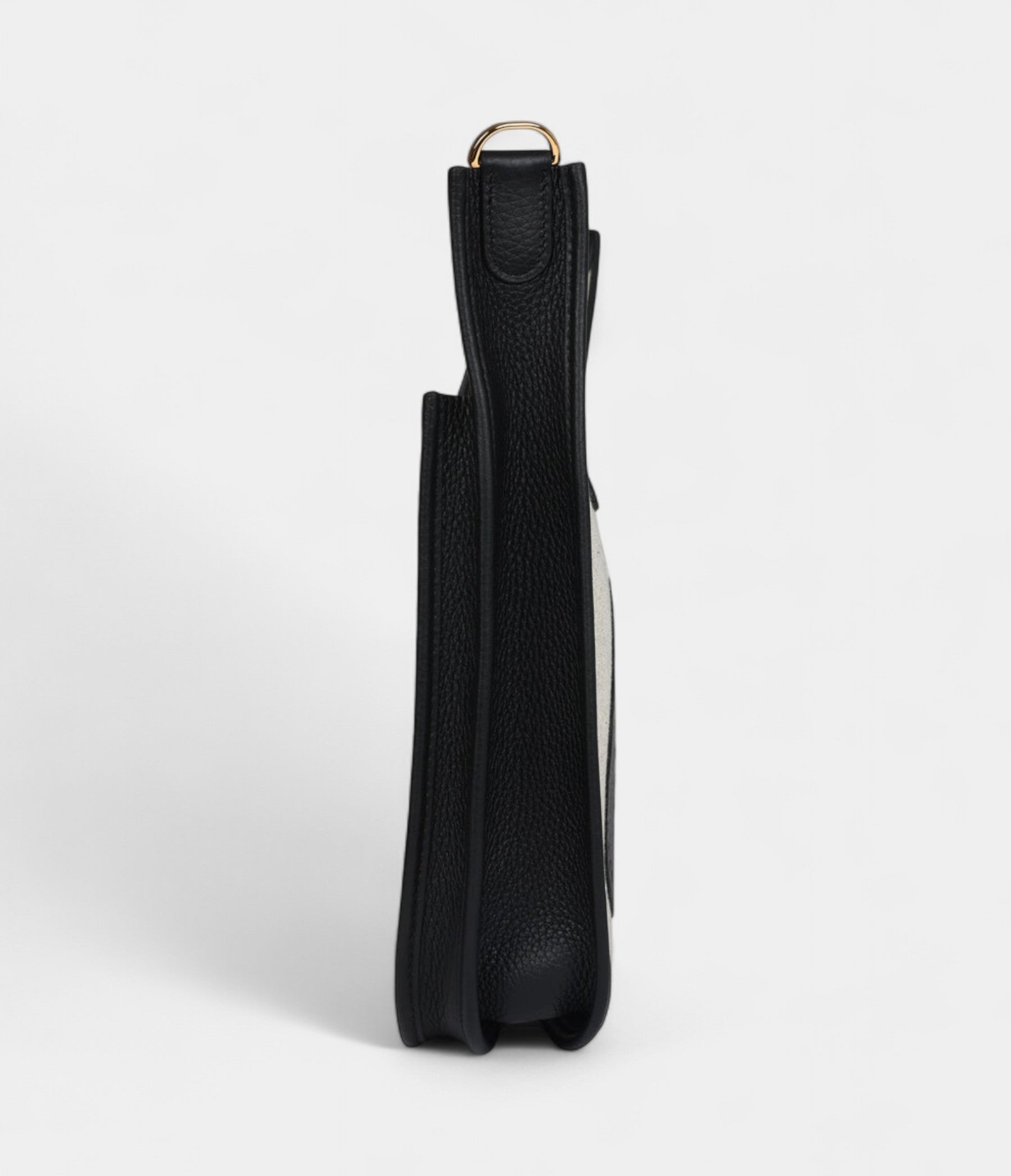 Hermès Evelyne III PM Black Clemence and Ecru Toile Gold Hardware