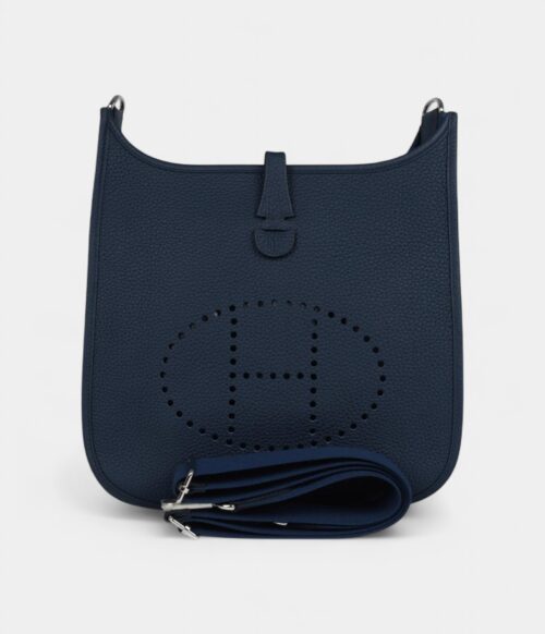 Hermès Evelyne III PM Bleu De Prusse Clemence Palladium Hardware