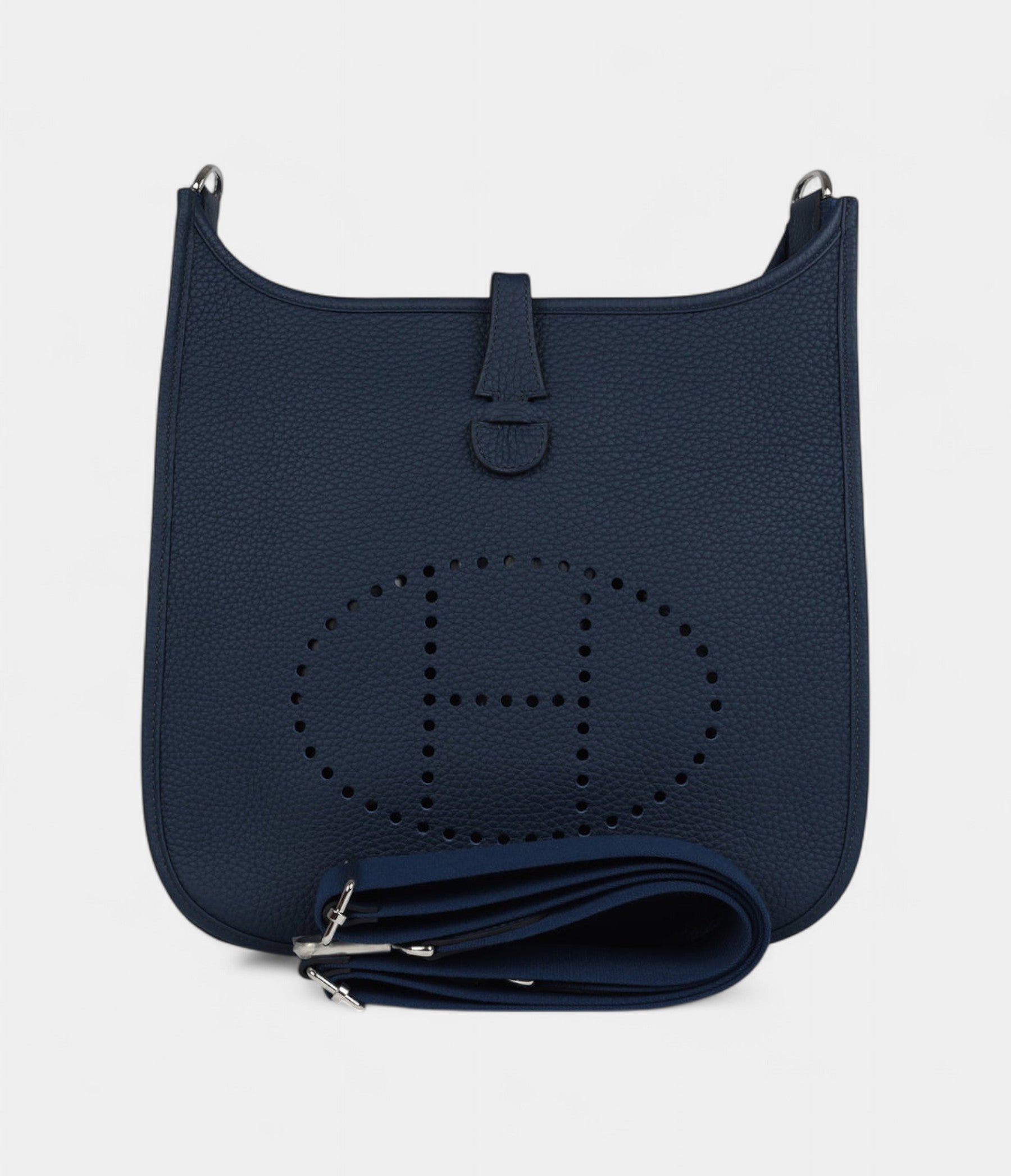 Hermès Evelyne III PM Bleu De Prusse Clemence Palladium Hardware