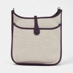 Hermès Evelyne III PM Cassis Clemence and Ecru Toile H Palladium Hardware