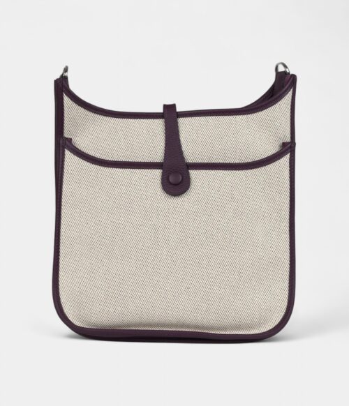 Hermès Evelyne III PM Cassis Clemence and Ecru Toile H Palladium Hardware