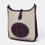 Hermès Evelyne III PM Cassis Clemence and Ecru Toile H Palladium Hardware