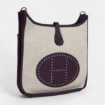 Hermès Evelyne III PM Cassis Clemence and Ecru Toile H Palladium Hardware