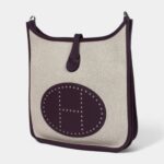 Hermès Evelyne III PM Cassis Clemence and Ecru Toile H Palladium Hardware