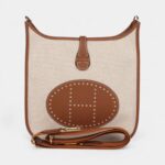 Hermès Evelyne III PM Gold Clemence and Ecru Toile H Canvas Gold Hardware