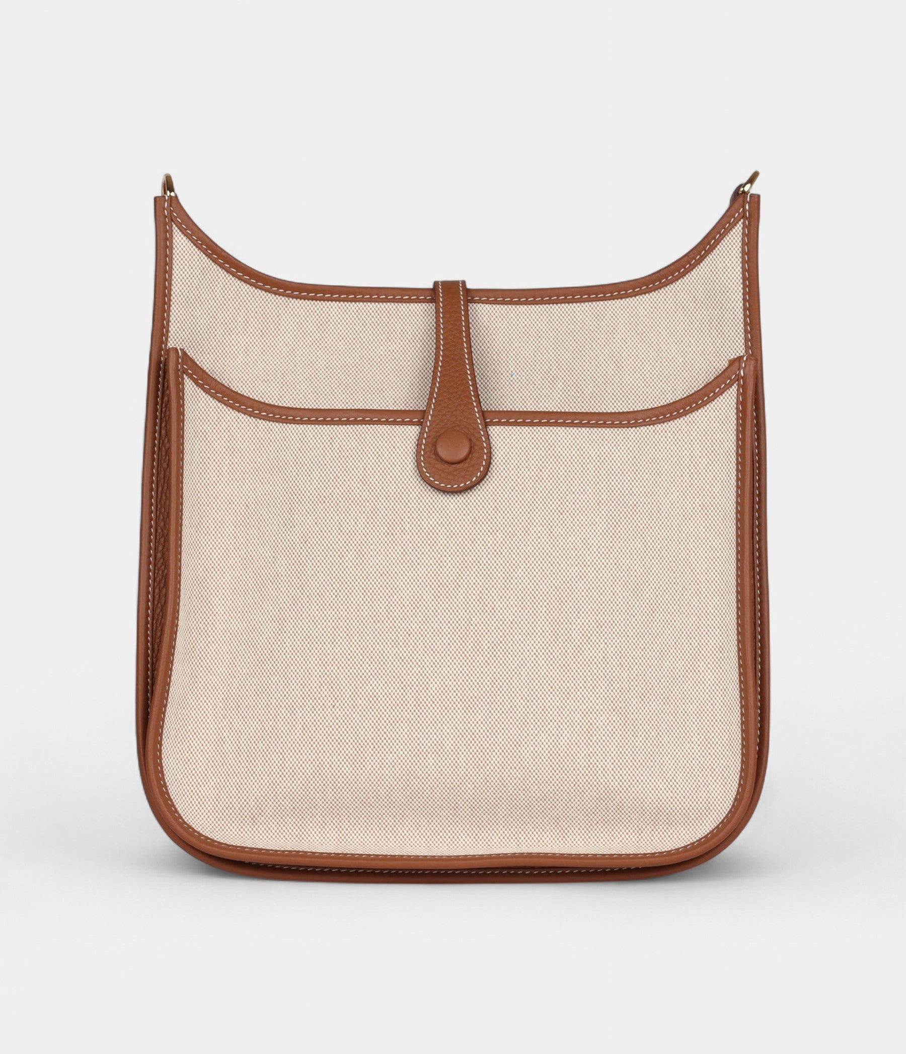 Hermès Evelyne III PM Gold Clemence and Ecru Toile H Canvas Gold Hardware
